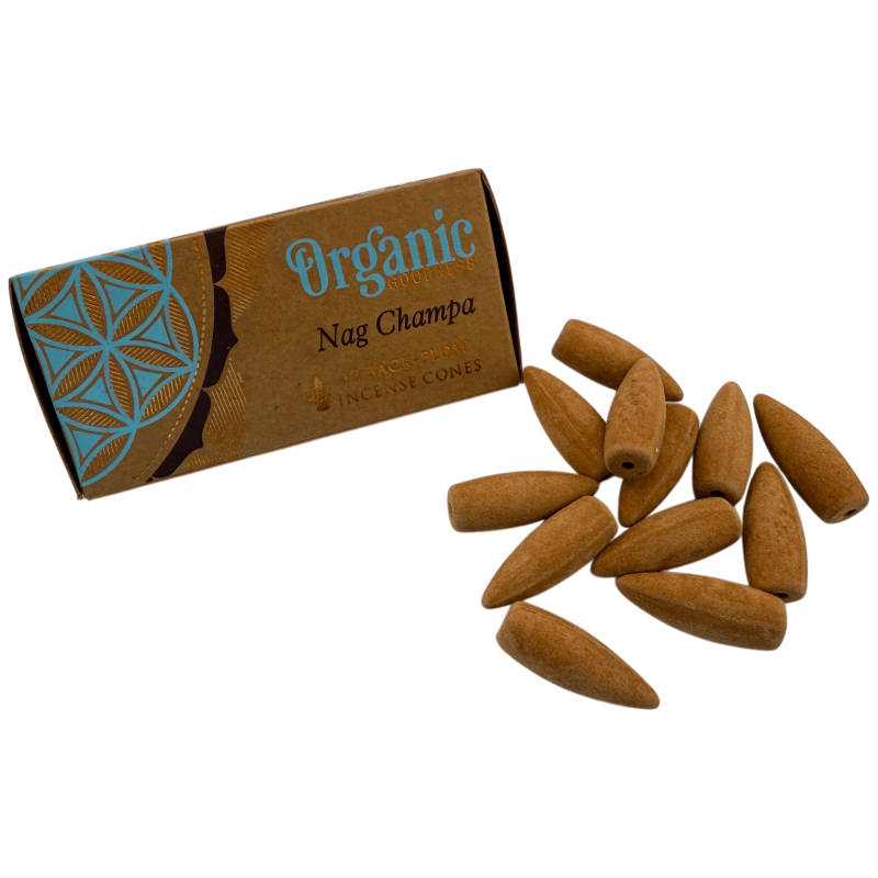 Nag Champa Bio-Rückfluss-Räucherkegel von Song of India – Schachtel mit 12 Kegeln-Organische Reflux-Kegel Lied von Indien-HOSTENATURA