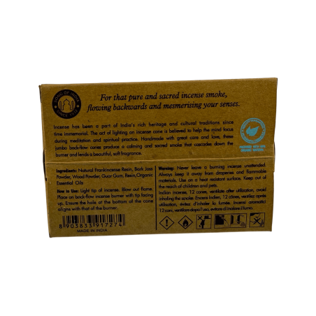 Conos de Incienso Reflujo Nag Champa Organic Song of India - Cajita de 12 conos