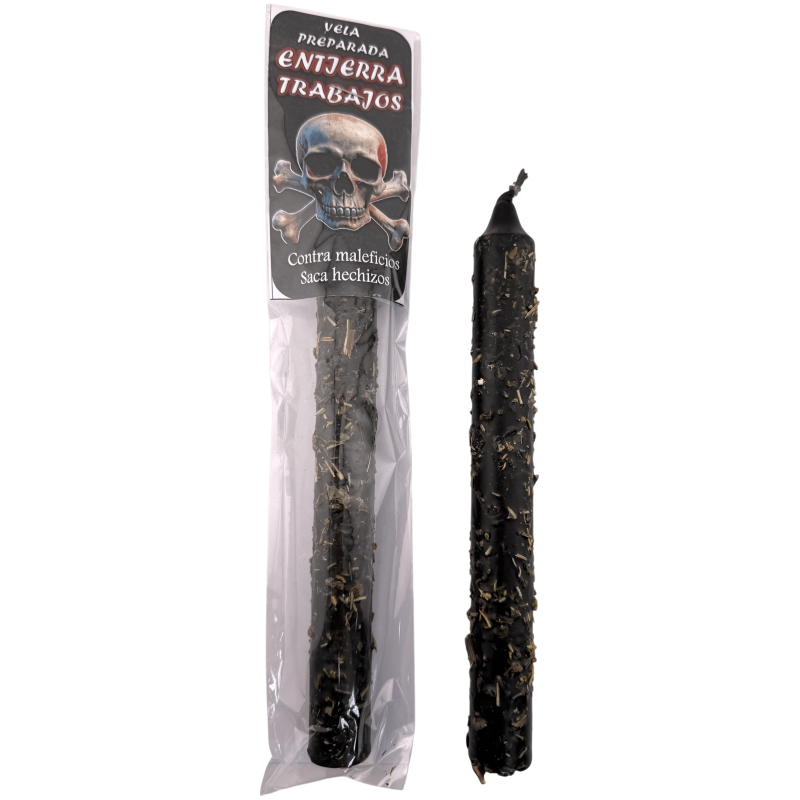 Vela Preparada Ritualizada Entierra Trabajos 18cm - Contra maleficios y Saca hechizos-Velas Ritualizadas - Velas Preparadas-HOSTENATURA
