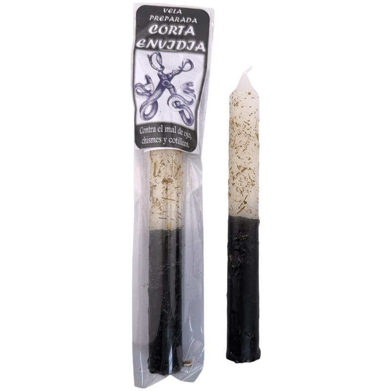 Vela Preparada Ritualizada Corta Envidia 18cm - Contra el mal de ojo, chismes y cotilleos-Velas Ritualizadas - Velas Preparadas-HOSTENATURA