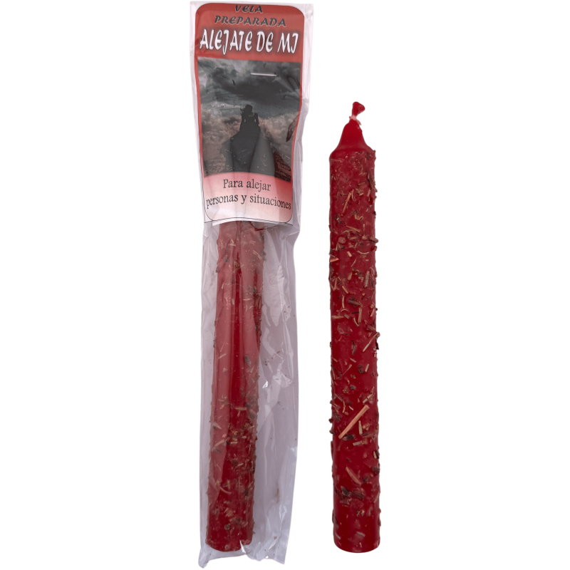 Candela preparata ritualizzata "Stai lontano da me" 18 cm - Per allontanare persone e situazioni-Candele ritualizzate - Candele preparate-HOSTENATURA