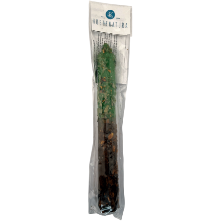 Rytualna świeca przygotowana z wawrzynem, rutą i palo santo 18 cm – dobrobyt, ochrona i dobra energia