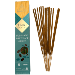 AROMA Räucherstäbchen-Trio Palo Santo, Weißer Salbei und Raute - Trio-Serie 1 Schachtel 15gr.