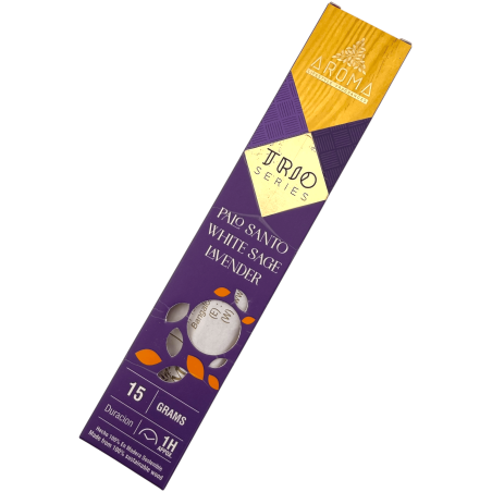 Trio d'encens AROMA Palo Santo, Sauge Blanche et Lavande - Série Trio 1 boîte 15gr.