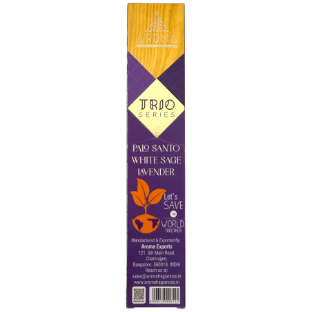 AROMA Räucherstäbchen-Trio Palo Santo, Weißer Salbei und Lavendel - Trio-Serie 1 Schachtel 15gr.