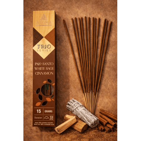 AROMA Trio Rökelse Palo Santo, Vit Salvia och Kanel - Trio Serie 1 ask 15gr.