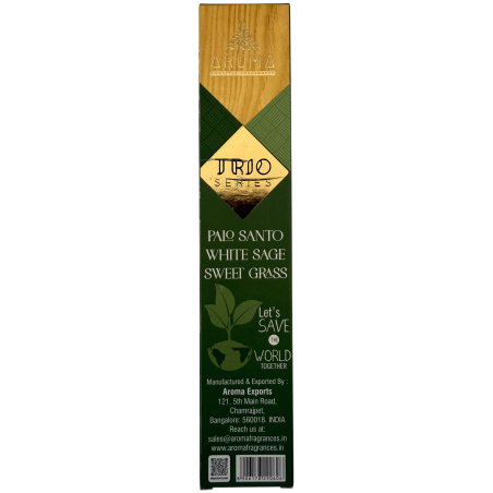 AROMA Trio Incenso Palo Santo, Sálvia Branca e Erva Doce - Série Trio, 1 caixa de 15g.