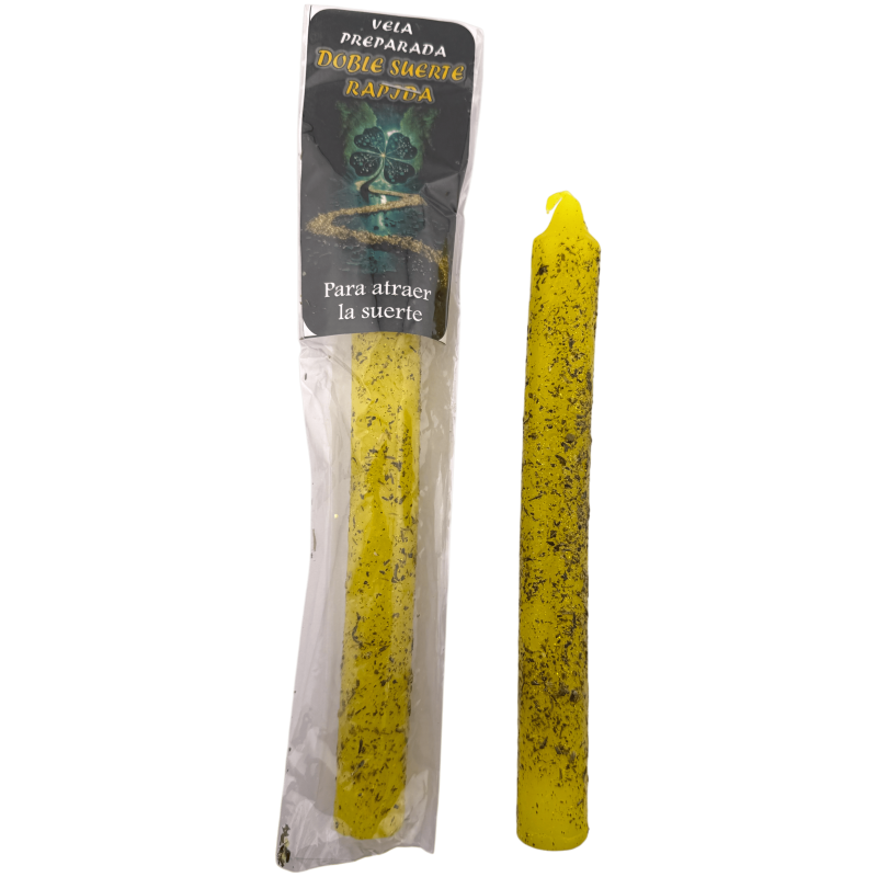 Bougie rituelle double chance préparée rapidement 18 cm - Pour attirer la chance-Bougies rituelles - Bougies préparées-HOSTENATURA