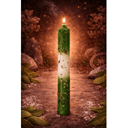 Vela Preparada Ritualizada Ruda, Sal y Laurel 18cm - Purificación, Protección y Limpieza energética