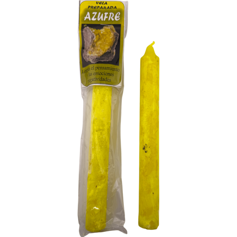 Rituele zwavelkaars 18 cm - Reinigt negatieve gedachten en emoties-Geritualiseerde kaarsen - Voorbereide kaarsen-HOSTENATURA