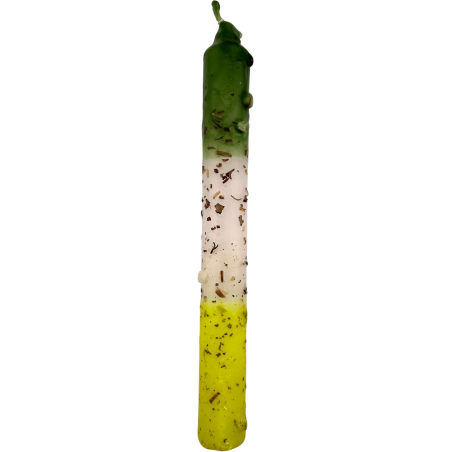 Vela ritualizada com arruda, sal e enxofre, 18 cm - Purifica ambientes negativos.