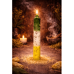 Ritualisierte Kerze mit Raute, Salz und Schwefel, 18 cm – Reinigt negative Umgebungen