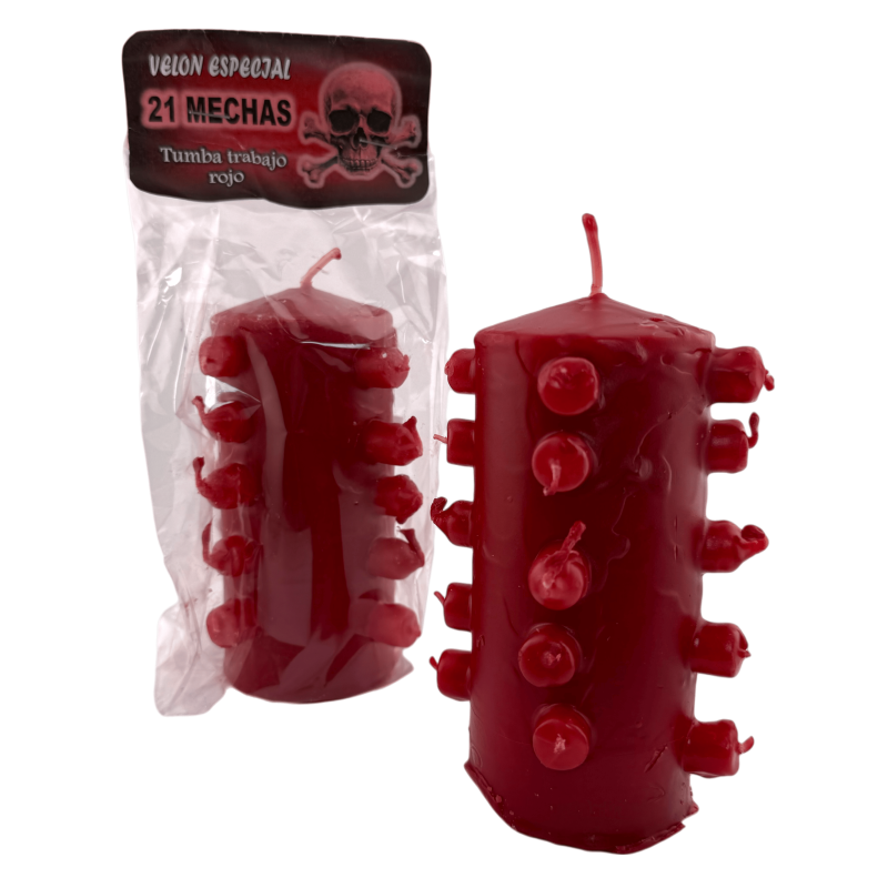 Red Candle with 21 Wicks - Removes Love-Related Spells and Binding Spells...-Candles and Large Candles 21 Wicks - Puck Candles-HOSTENATURA
