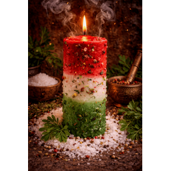 Świeca ziołowa Ruta, sól i pieprz - świeca ezoteryczna 14x6 cm - głębokie oczyszczanie, ochrona i osłona