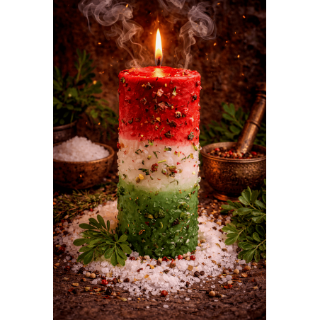 Rue, Salt and Pepper Herbal Candle - Esoteric Candle 14x6cm - Deep Cleansing, Protection and Shielding