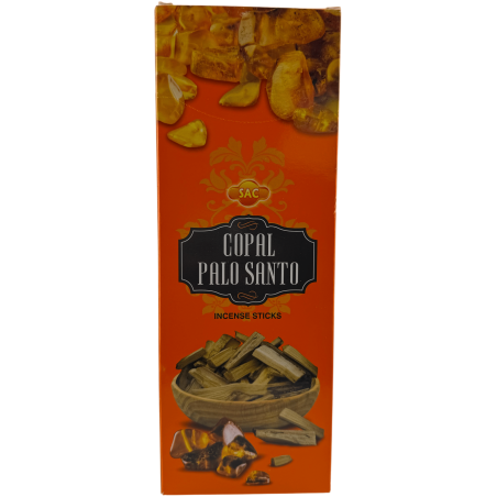 SAC Copal Palo Santo Incense - Box of 6 hexagonal packs of 20 sticks each, 120 incense sticks