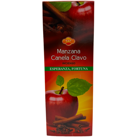 SAC Incense Apple, Cinnamon and Clove - Box of 6 hexagonal packs of 20 sticks each, 120 incense sticks