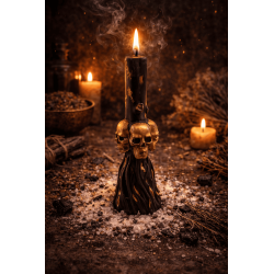 Vela Escoba Calavera Rompe Brujería 13cm - Protección y Corte de Maldiciones