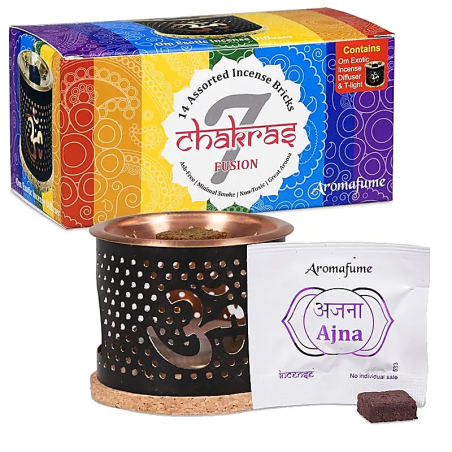 Kit di mattoni Chakra AROMAFUME - Bruciatore e 14 mattoni Chakra