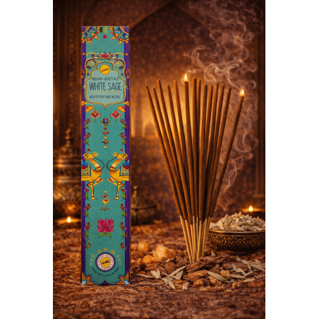 SREE VANI Golden India White Sage Incense - 1 box of 15g.