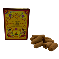 SREE VANIゴールデンインディア アンバー バックフローインセンスコーン - 10個入りパック