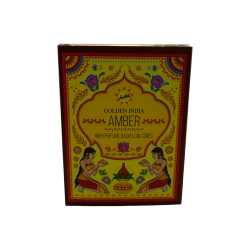 SREE VANI Golden India Amber Backflow Incense Cones - Opakowanie 10 czarnych stożków kadzidełkowych