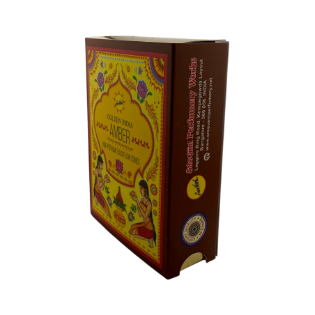 SREE VANI Golden India Amber Backflow Wierookkegels - Pak van 10 blackflow kegels