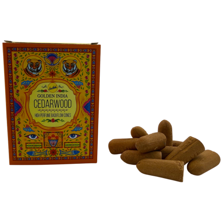 Conos Incienso Reflujo Cedro SREE VANI Golden India - Paquete de 10 conos blackflow