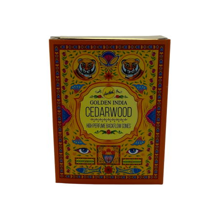 Conos Incienso Reflujo Cedro SREE VANI Golden India - Paquete de 10 conos blackflow