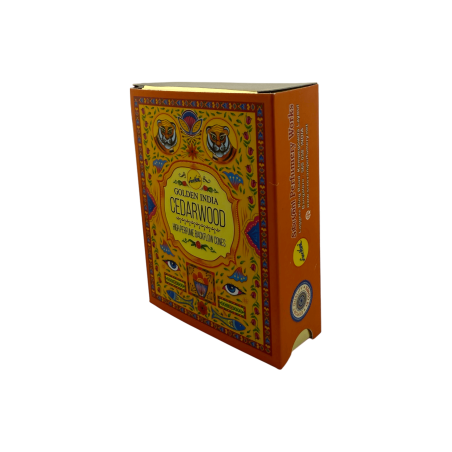 Conos Incienso Reflujo Cedro SREE VANI Golden India - Paquete de 10 conos blackflow