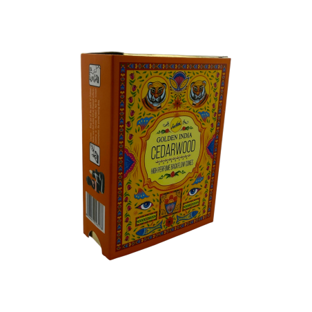 Conos Incienso Reflujo Cedro SREE VANI Golden India - Paquete de 10 conos blackflow