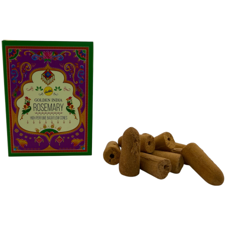 SREE VANI Golden India Rosemary Backflow Incense Cones - Pack of 10 blackflow cones