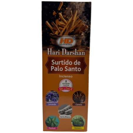 Incienso Surtido Palo Santo Hari Darshan - Caja de 6 cajitas de incienso hexagonales