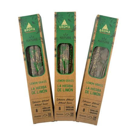 Pack 3x Incienso Orgánico Hierba de Limón Lemongrass AROMA Nature - 8 varillas 1h duración
