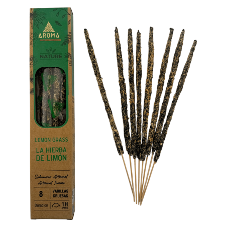 عبوة من 3 أعواد بخور عشبة الليمون العضوية AROMA ناتشر - 8 أعواد، مدة الاستخدام ساعة واحدة