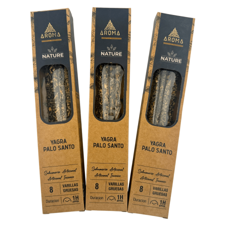 Pack of 3 Yagra Palo Santo Organic Incense AROMA Nature - 8 sticks, 1 hour duration