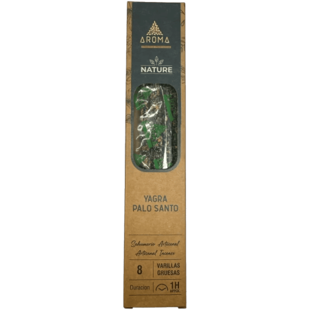 Pacote com 3 incensos orgânicos Yagra Palo Santo AROMA Nature - 8 varetas, duração de 1 hora
