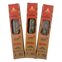 Lot de 3 encens à la myrrhe bio AROMA Nature - 8 bâtonnets, durée 1 heure