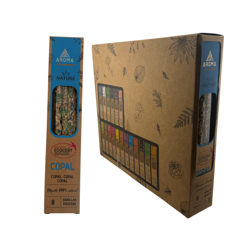 Caja Incienso Orgánico Copal AROMA Nature - 12 cajitas de 8 barritas gruesas-Cajas Incienso Orgánico AROMA Nature-HOSTENATURA