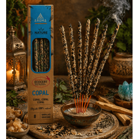 Caixa de incenso orgânico de copal AROMA Nature - 12 caixas com 8 varetas grossas cada.