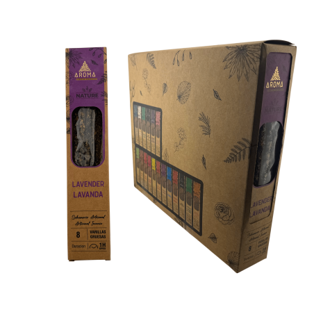 AROMA Nature Organic Lavender Incense Box - 12 pudełek po 8 grubych patyczków