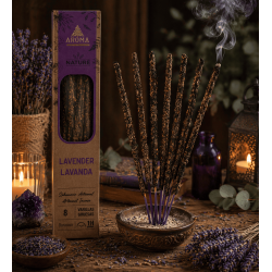 AROMA Nature Organic Lavender Incense Box - 12 boxes of 8 thick sticks