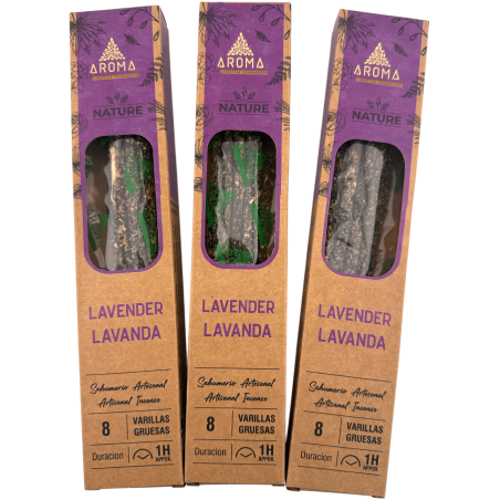 Pachet de tămâie cu lavandă organică AROMA Nature (3 bețișoare) - 8 bețișoare, timp de ardere 1 oră