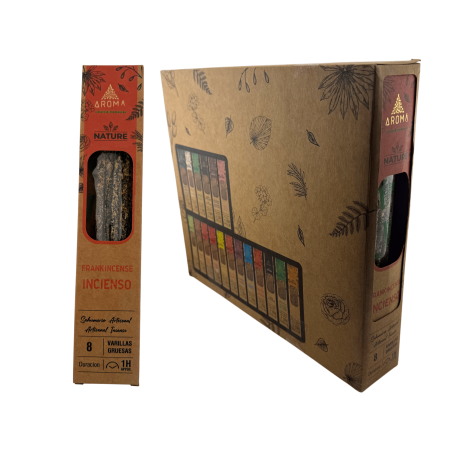 Coffret d'encens bio AROMA Nature - 12 boîtes de 8 bâtonnets épais