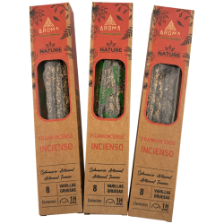 3er-Pack Bio-Weihrauch AROMA Nature Räucherstäbchen – 8 Stück, Brenndauer 1 Stunde