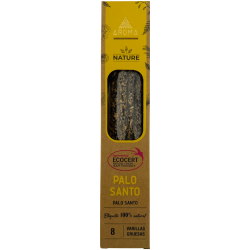Verpakking van 3 biologische Palo Santo wierookstokjes AROMA een natuurlijke geur - 8 stokjes, brandduur 1 uur
