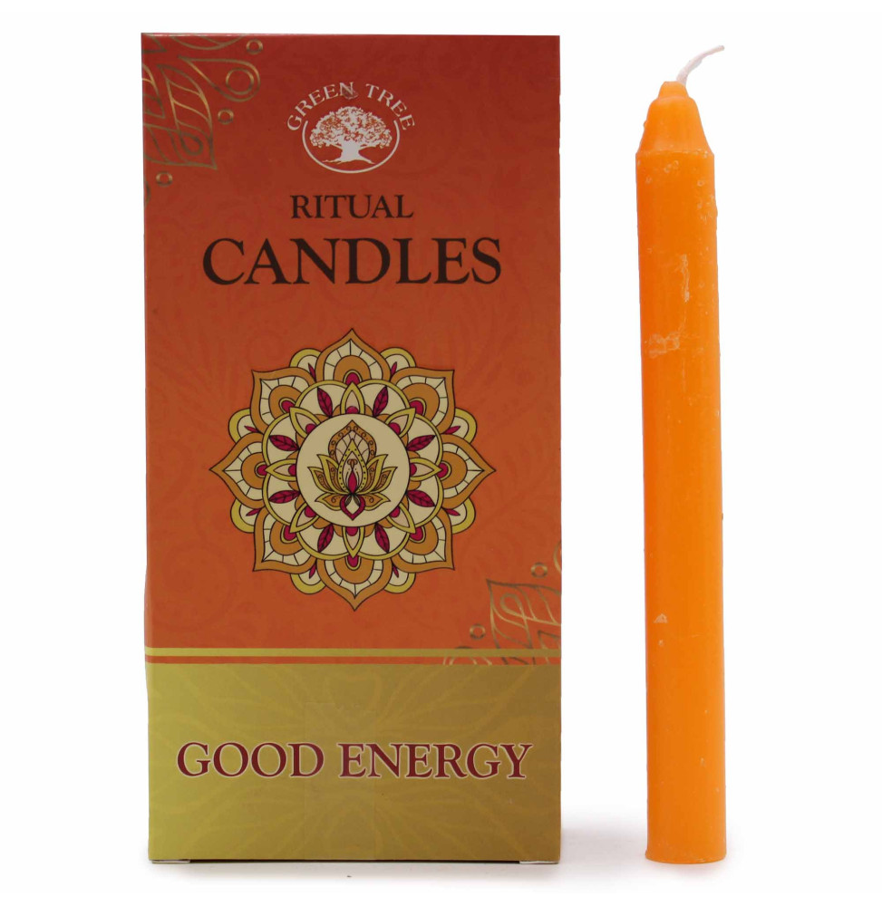 Conjunto de 10 velas naranjas - Buena energía - Velas mágicas hechizadas