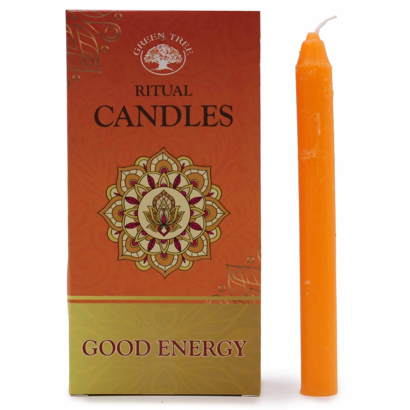 Lot de 10 bougies orange - Bonne énergie - Bougies magiques ensorcelées-BOUGIES RITUELLES-HOSTENATURA