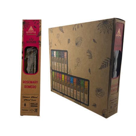Caixa Encens Orgànic Romero AROMA Nature - 12 capsetes de 8 barretes gruixudes