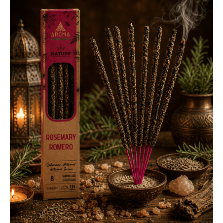 علبة بخور إكليل الجبل العضوي AROMA ناتشر - 12 علبة تحتوي على 8 أعواد سميكة
